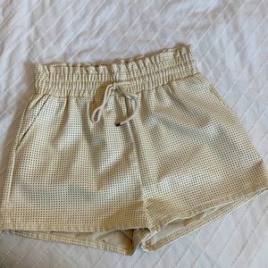 Faux leather drawstring shorts